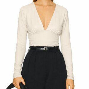 NWT Susana Monaco V-neck Gathered Long Sleeve Top, Small - $148